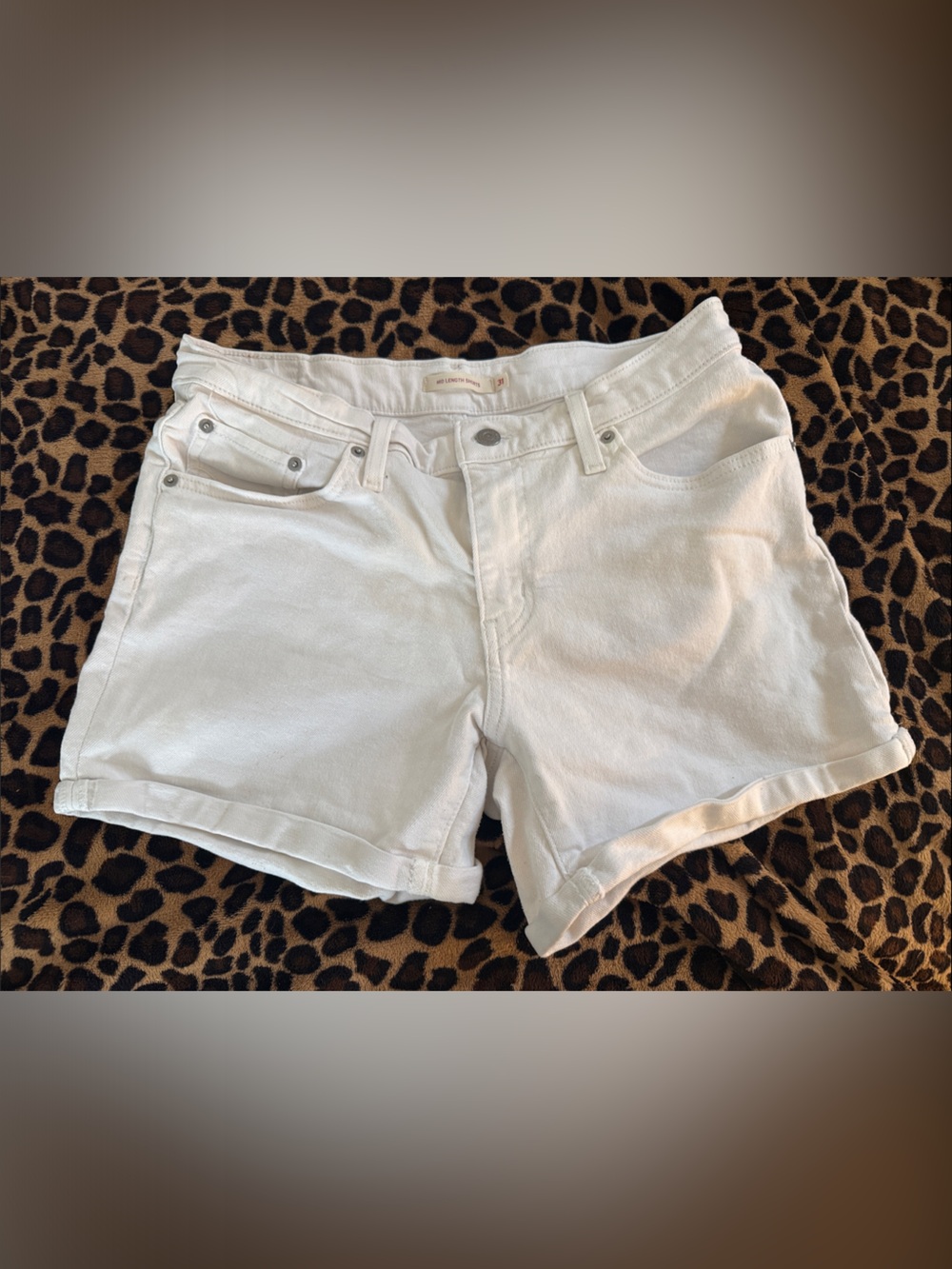 Levi's White Denim Rolled Cuff Shorts